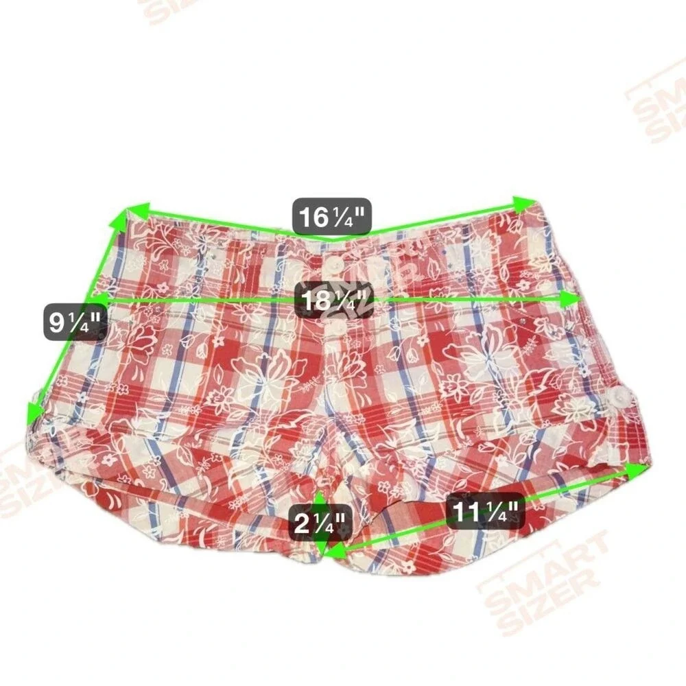 Size 7 Y2K Plaid Rhinestone Red Blue White Bongo Mini Shorts - Picture 3 of 3